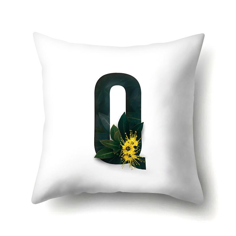 Polyester Pillowcase Flower Decoration Home 26 English Letter Printing Pillowcase Car Cushion Cover