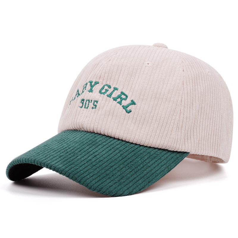 Fashion Hat New Spring and Autumn Hat Retro Corduroy Baseball Cap Men's and Women's Soft Top Cap Alphabet Embroidered Duck Tongue Baseball Cap