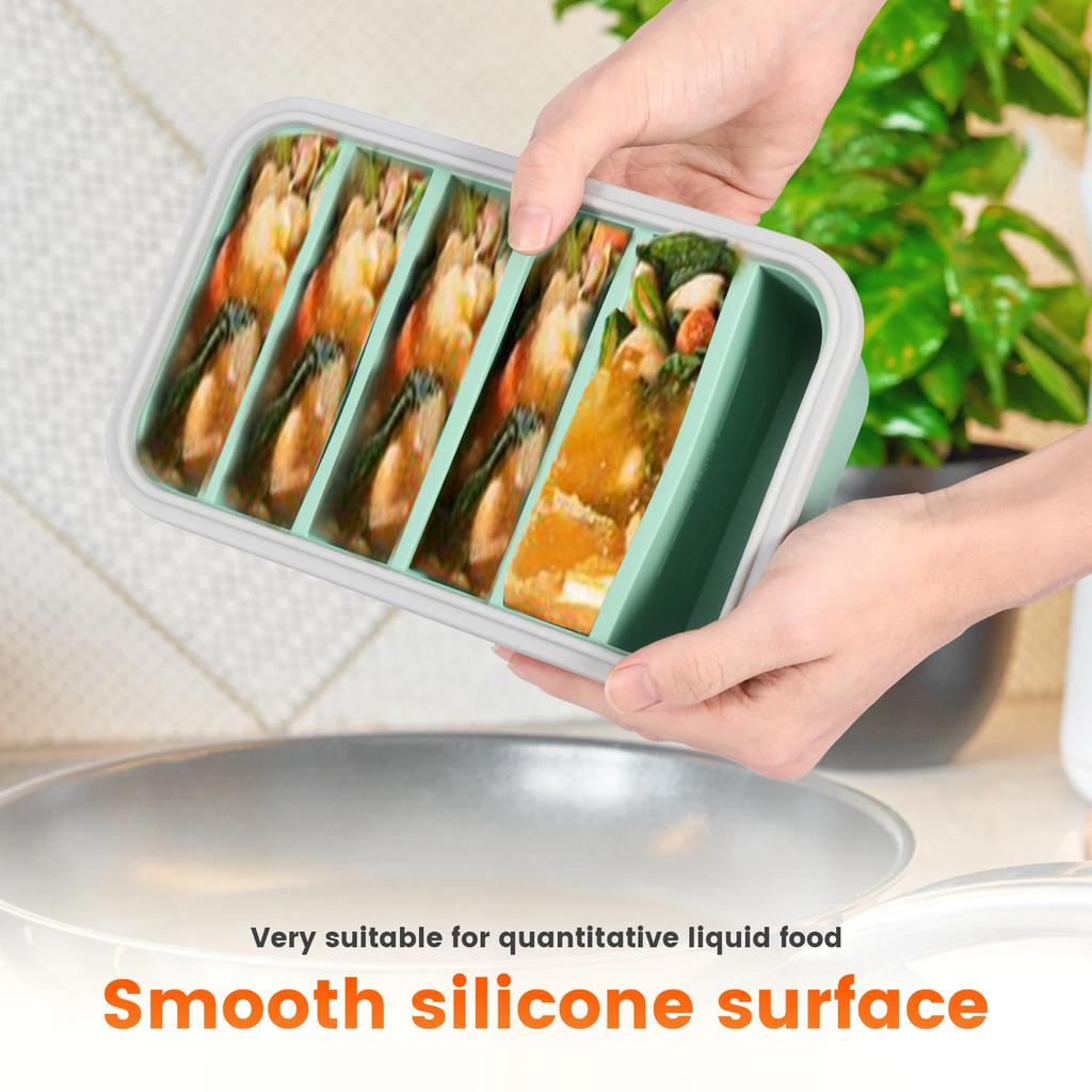 2Pcs Silicone Freezer Mold with Lid Reusable Stackable Soup Freezer Fresh-keeping Trays Container For Storing Food Meal Sauce