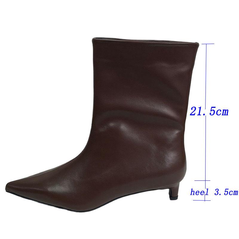 Fashion Brown Footwear Female Slip On Shoes Knee High Boots For Ladies Fashion Pointed Toe Women Ankle Western Boots With Low Heel Shoes