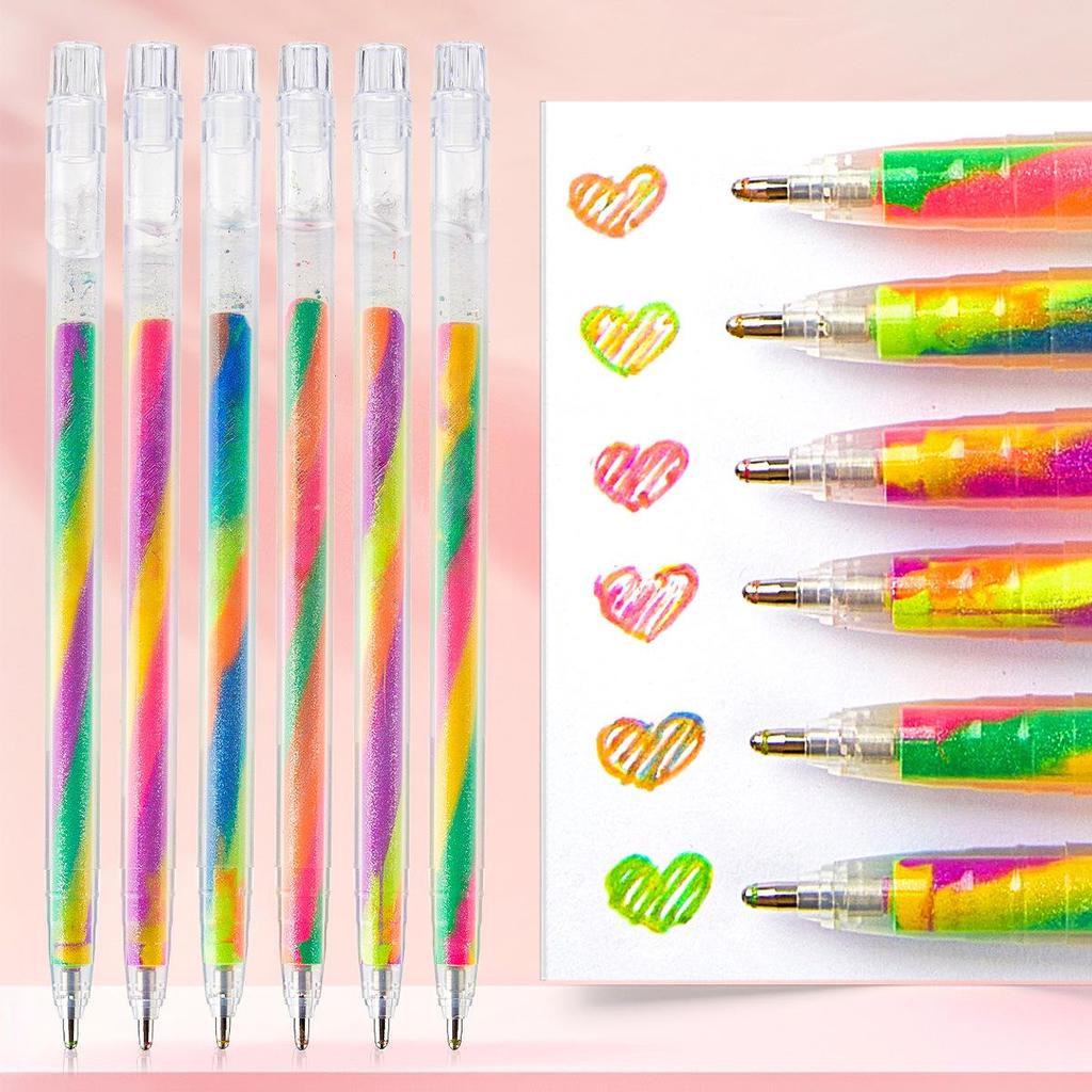 Dreifarbiger Farbverlauf Regenbogenstift - Verträumter Spiralglitzer Pastell für Schüler und DIY-Zeichnen