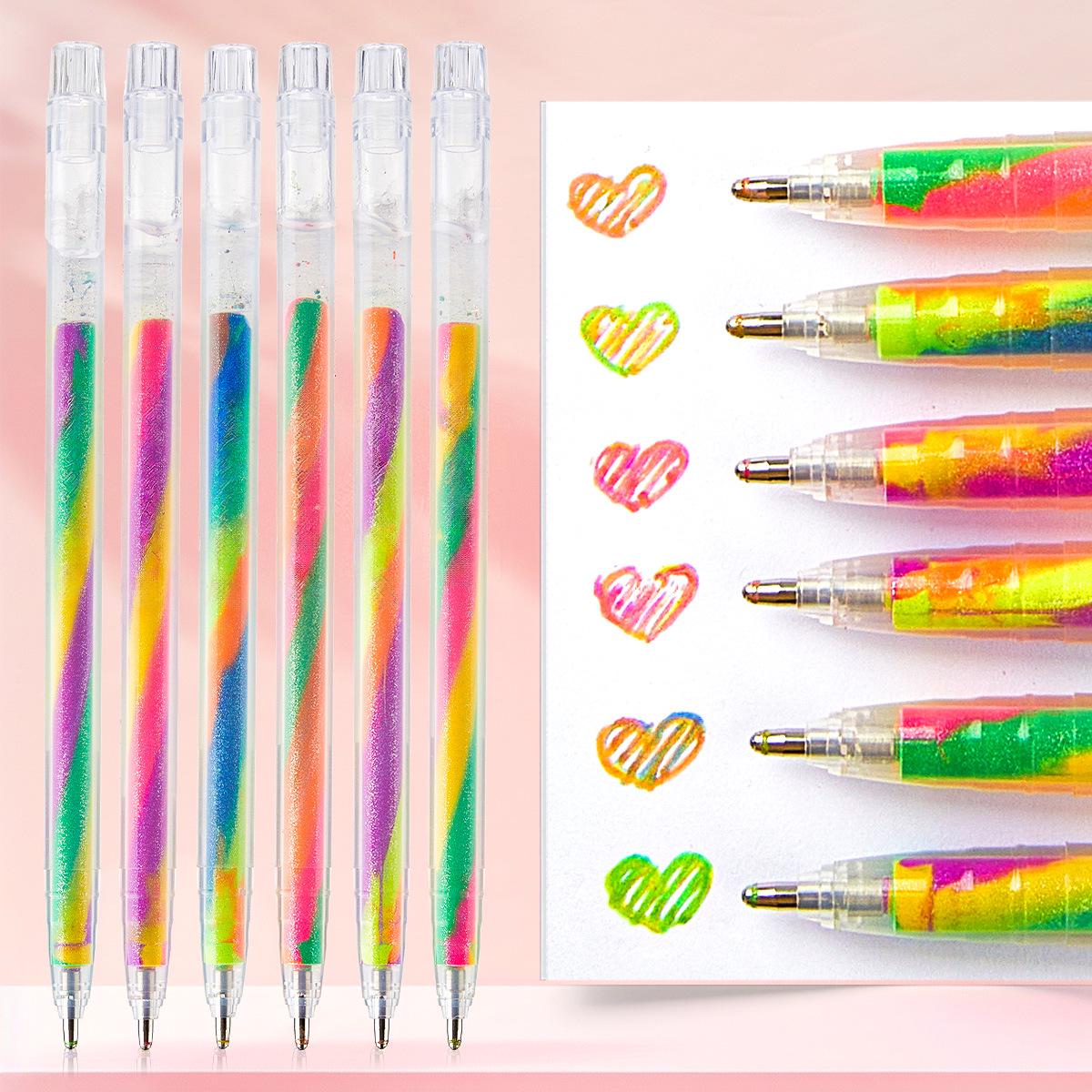 

Three-Color Gradient Rainbow Pen - Dreamy Spiral Glitter Pastel for Students and DIY Drawing 1.2mm