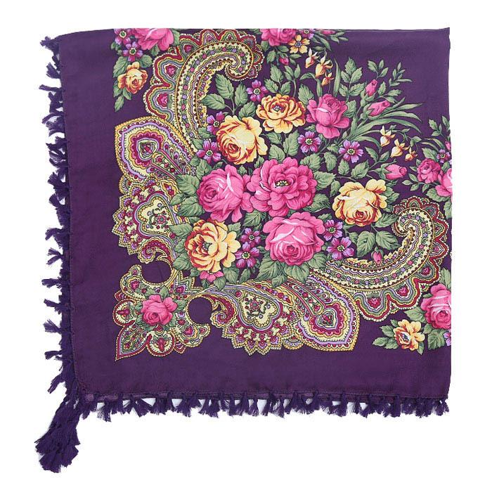 90*90CM Women Russian Style Peony Floral Printed Long Tassel Large Square Scarf Warm Wrap Traditional Ethnic Mexican Shawl
