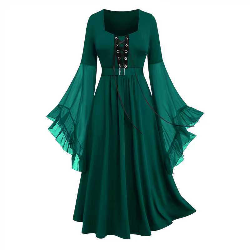 2024 Women's Halloween Witch Lace-Up Swing Dress