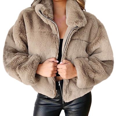 Yousheng Women's Plush Zipper Cardigan Stylish Cozy Trendy Commute Design Elegant Solid Color Autumn Winter Coat