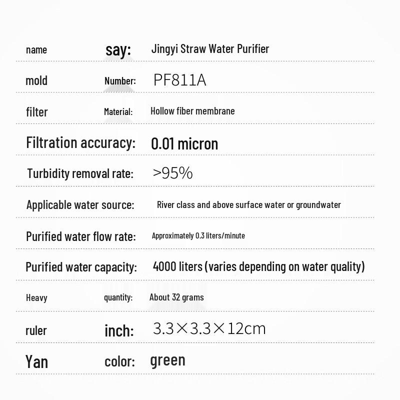 Jingyi PF811A Portable Outdoor Water Filter Straw