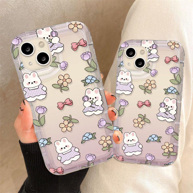 Flower Bunny for iPhone17promax Mobile Phone Case 16 Apple 12 All-inclusive 14/13 Small Fresh 15