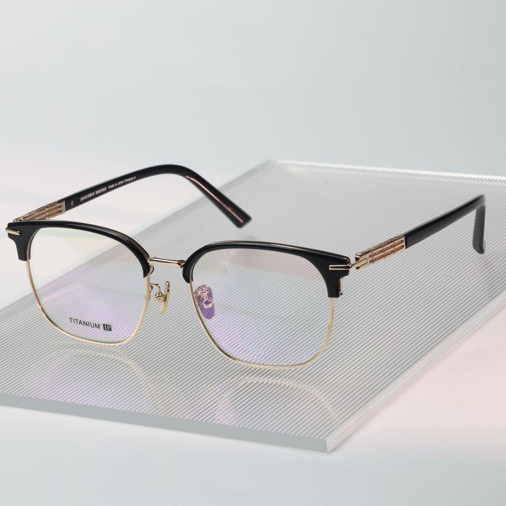 Men's Retro Full-Frame Pure Titanium Eyeglass Frame with Brow Bar - Prescription Ready.