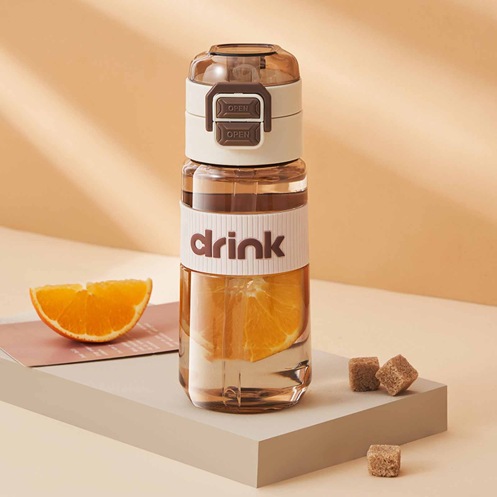 Straw Water Bottle for Men & Women, Drinking Tea Cup with Straw & Spout, One-Click Lid, Portable Bottle for Students S