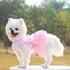 Dog Princess Dress Flower Printing Multi-layer Net Yarn Cotton Round Neck Teddy Wedding Skirt for Summer