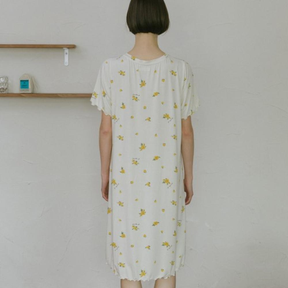 Frenchiel Micro Modal Lemon Rose Dress Cream  Fwed302s 