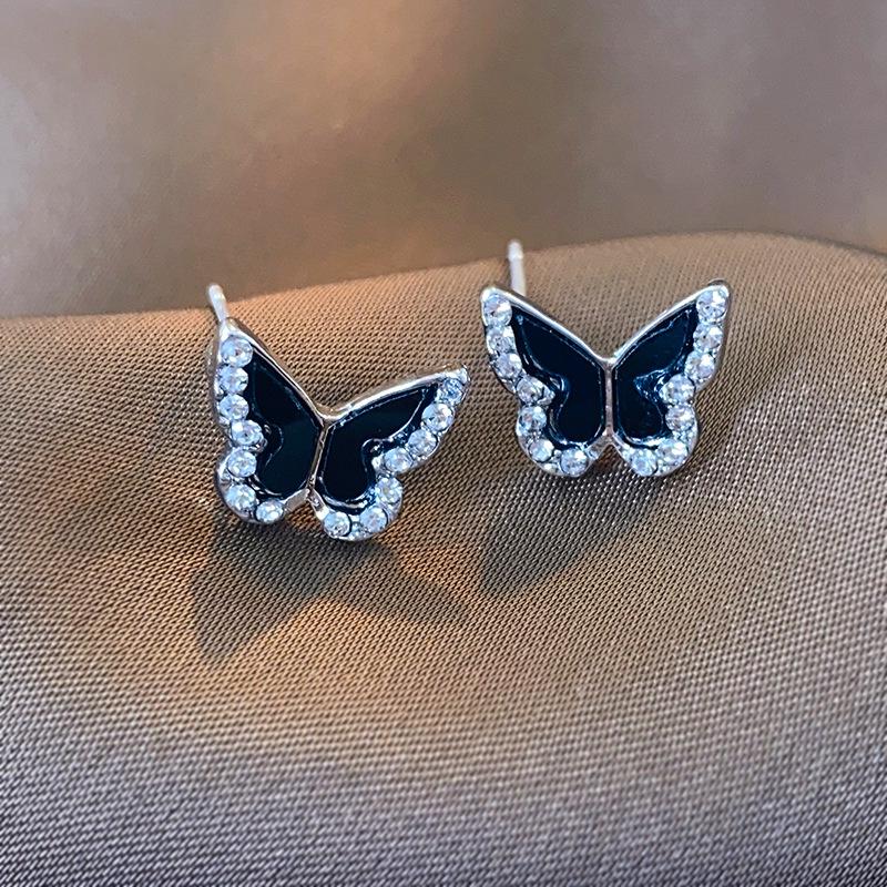 Butterfly Rhinestone Stud Earrings