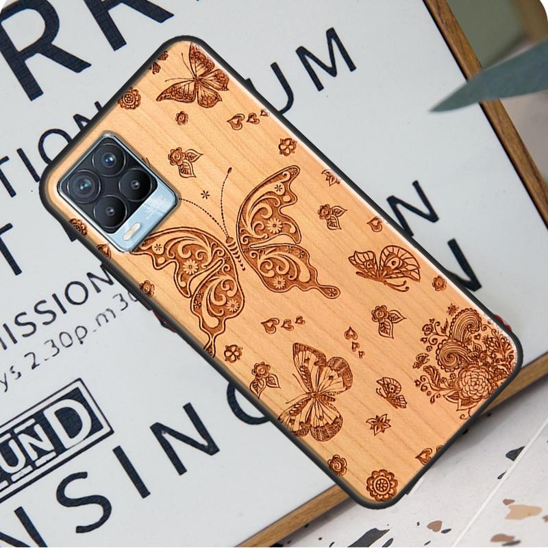 Wolf Bike Butterfly Wood For Realme GT Neo 2 GT Master C21 C3 8i 7 8 Pro Case Cover For OnePlus 9R 8T Nord2 9 Pro
