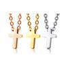 Tiny Sideway Cross Necklace Pendant Stainless Steel Dainty Minimalist Cross Choker Necklace Jewelry
