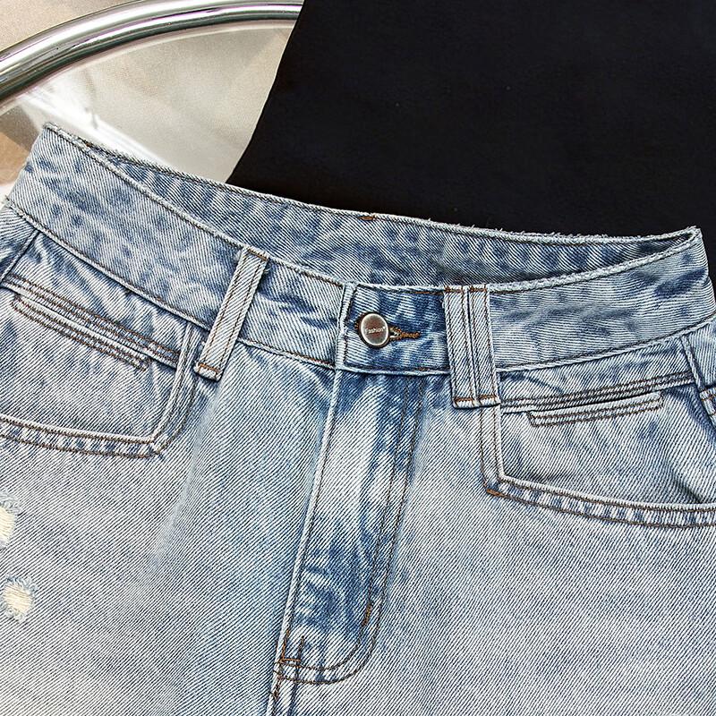 Women's High Waist Distressed Denim Shorts