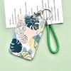 Women Green Cards Protecting Credit Card Holder with Lanyard String Student Plant Print Bus ID Name Badge Plastic Card Cover