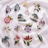 Vintage Enamel Pin Plant Brooches for Women Pearls Leaf Flower Pin Pines Daisy Broches Collar Hat Jeans Jewelry Charm Gift