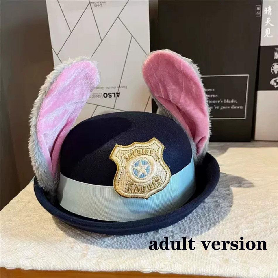 Cute Cosplay Hot New  Hat Rabbit Bowler Hat  Police Officer Judy Hat Adult Headband Headwear Hat Cute Gift