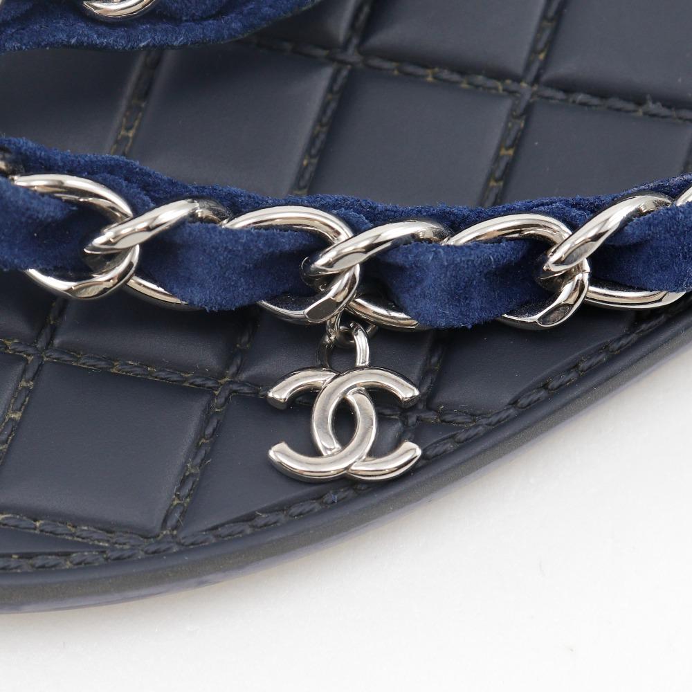 Chanel COCO Mark Strandsandale G30880 Kette Schwarz / marineblau Gummi/Leder Damen Gebraucht