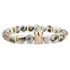 2019 Zirconia Crown Stone & Imperial Frosted Bead Bracelet with Copper Fittings