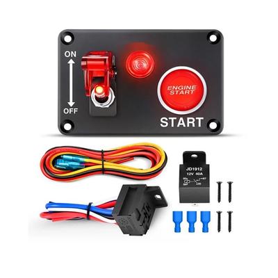 Panel de interruptores de palanca de luz de encendido y botón de arranque de coche de carreras de 12 V, fibra de carbono, accesorios automotrices para barco, ATV, UTV
