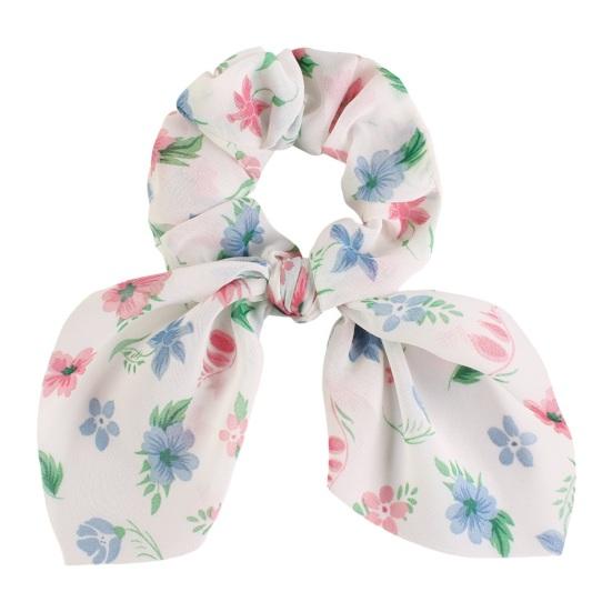 

Hair Band Floral Print Bunny Ears Shape Elastic Hair Tie No Irritating Scalp Hair Rope Versatile Hair