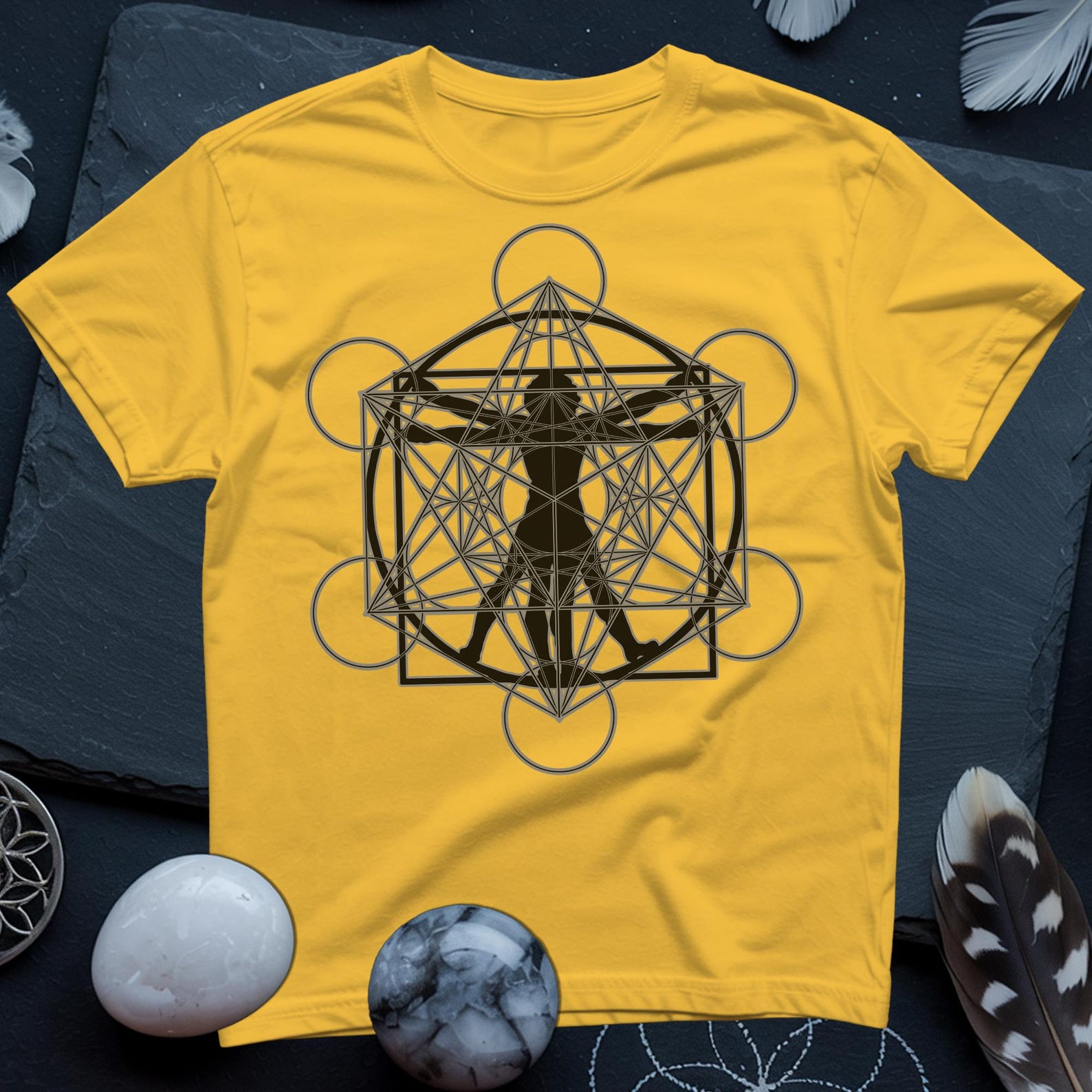 Vitruvian Metatron T-Shirt | Sacred Geometry Esoteric Art, Unisex Tee M