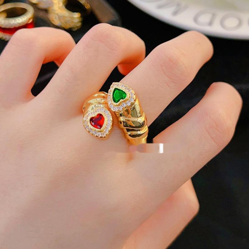 BELLA BOX French Antique Treasure Inlay Drill Glaze Gold Plated Ring Suitable For Women's Daily Party Fashion Jewelry