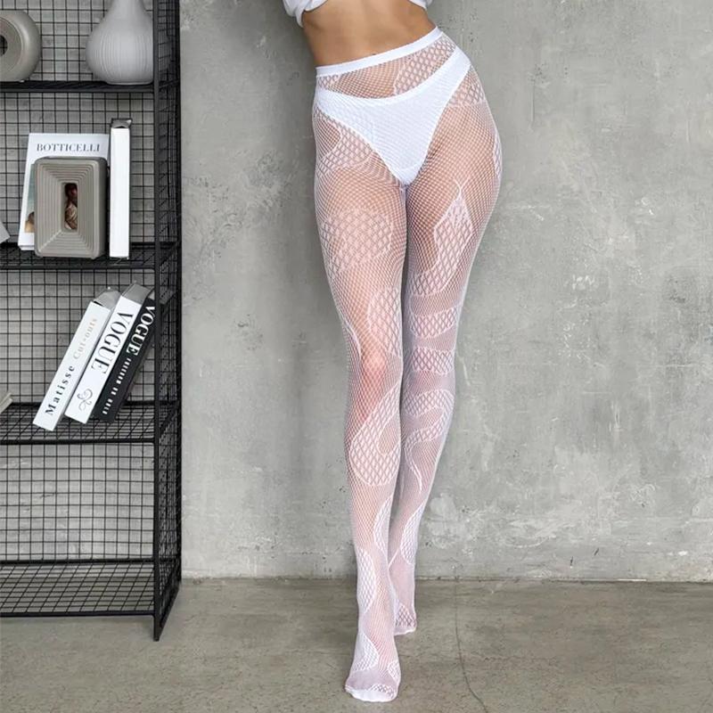

1/2 пары Модные Сексуальные Колготки-сетка с Змеиным узором Женские Готические Жаккардовые Ажурные Колготки Y2K One Size
