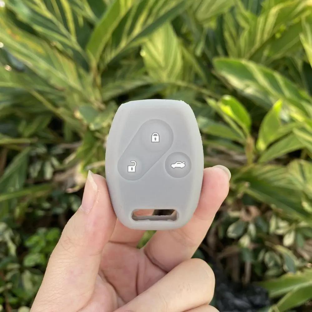 3 Buttons Silicone Fob Key Case Protect Skin Car Cover Holder Rubber Shell for HONDA Accord Pilot CR-V CRV Civic Remote Keychain