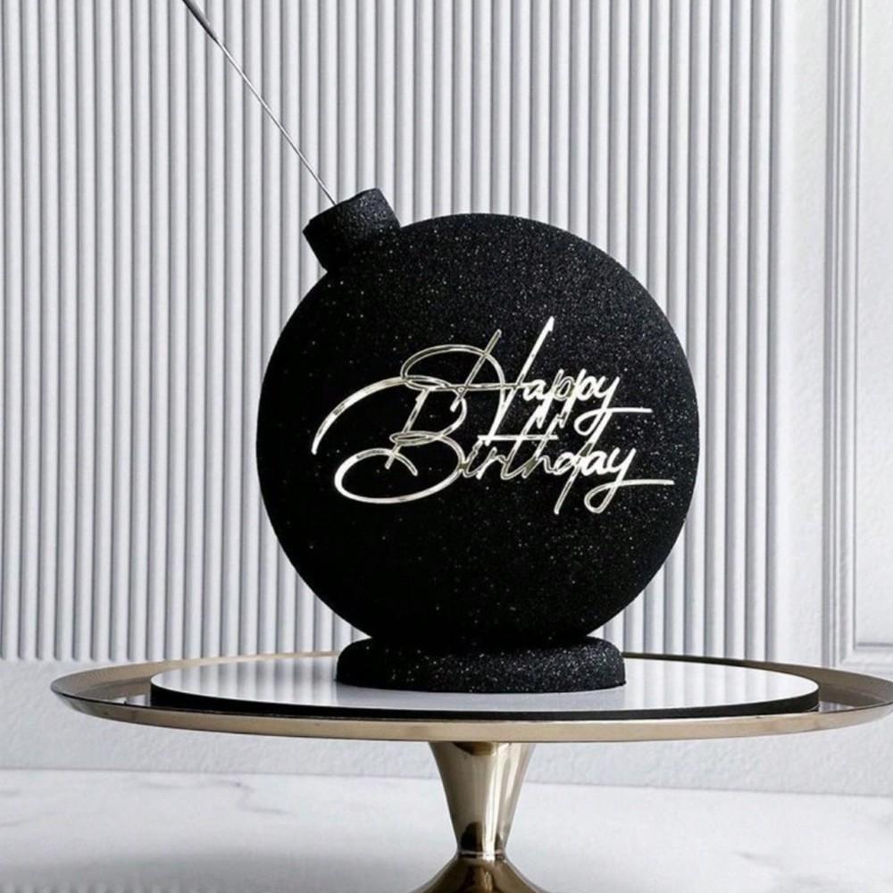 6pcs/3pcs  Acrylic Birthday Queen Gold Cake Topper Happy  Birthday Party Sides Cake Decorations  Accessories