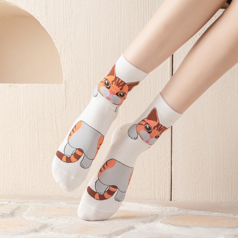 

Носки из хлопка Harajuku, корейские носки с животными, модные зимние носки с кошками