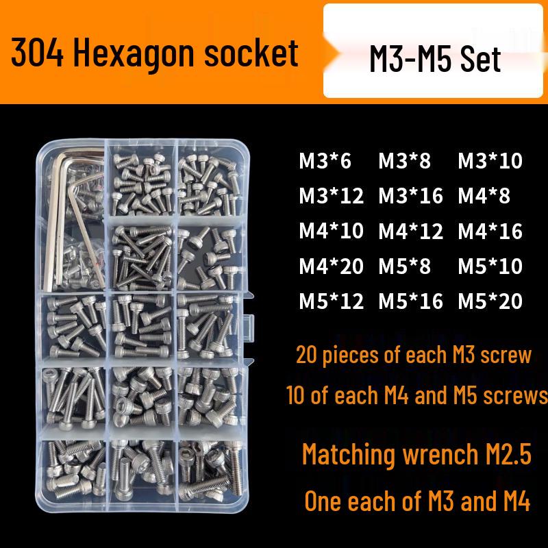 304 Stainless Steel Hex Head Screw Nut Set M2-M20