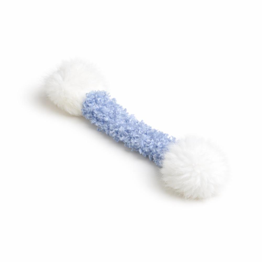 Scratch Resistant Plush Cat Kicker Toy Double Pom-pom Cat Teaser Stick Boredom Play синий