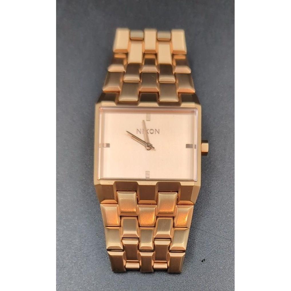 Used NIXON Nixon Watch TICKET Pink Gold Simple Square Face Super Rare Dead Stock UNISEX