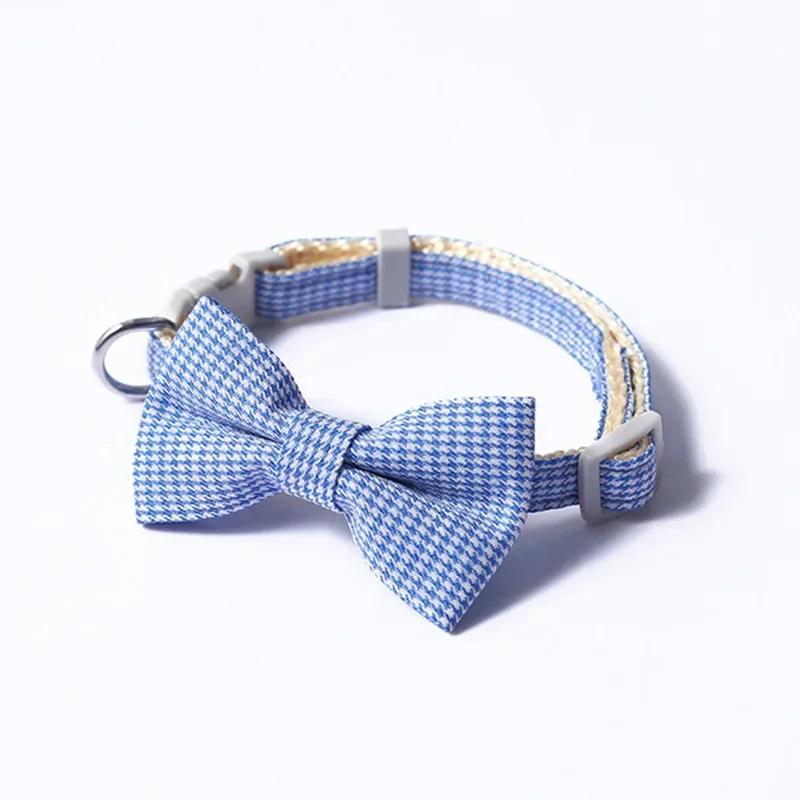 Bow Plaid Collar Pet Puppy Cat Dog Adjustable Neck Collar For Small Dogs Necktie Grooming Bow Tie Sweet Pet Accessories