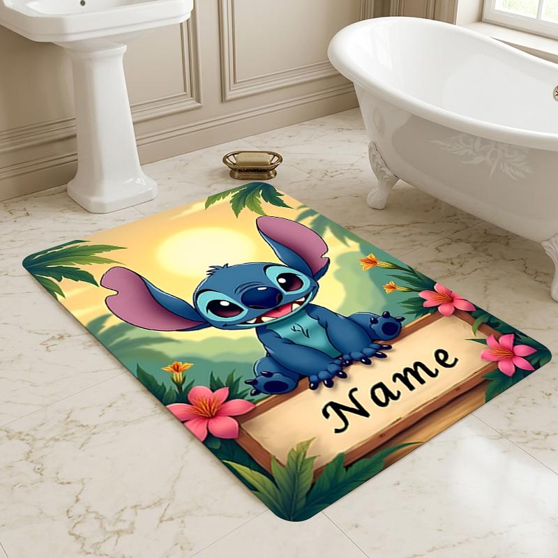 Custom Name Luna's Stitch Living Room Non-Slip Area Rug Soft Carpet for Bedroom Kids Playroom Sofa Office Home Decor Doormat