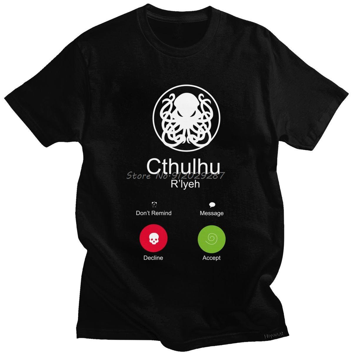 

Funny The Call Of Cthulhu T Shirt Man Soft Cotton R lyeh Octopus Tees Tops Novelty Designer T-shirt Oversized Streetwear 4XL