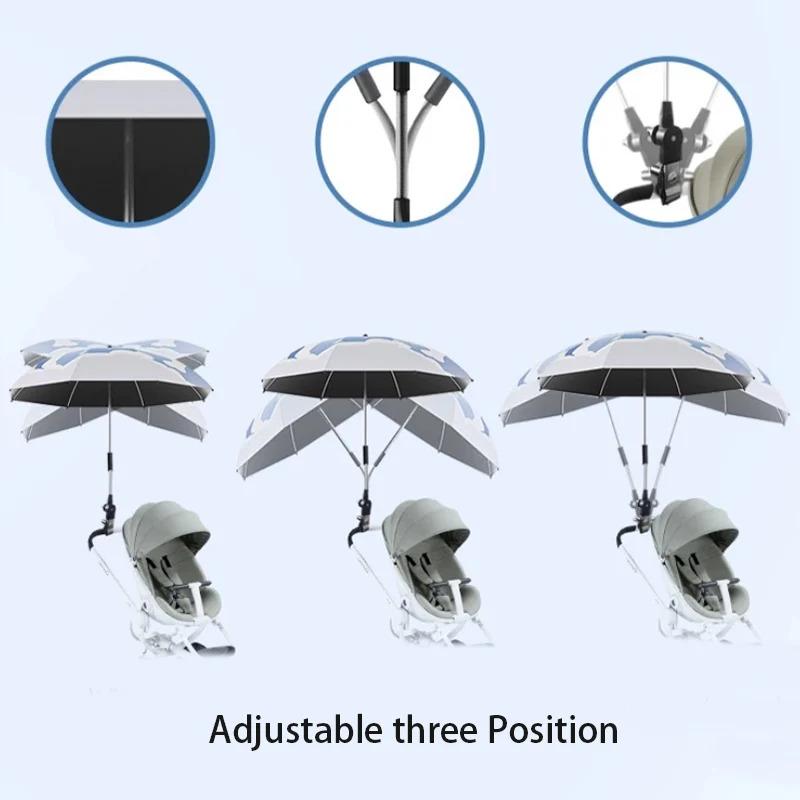 UV Protection Stroller Umbrella with Clamp - 360 °   Adjustable Universal Baby Pram Sunshade, 1PC