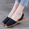 Sapatilhas Pretas de Férias Para Mulheres, Sapatilhas Slingback Peep-Toe com Detalhe de Costura