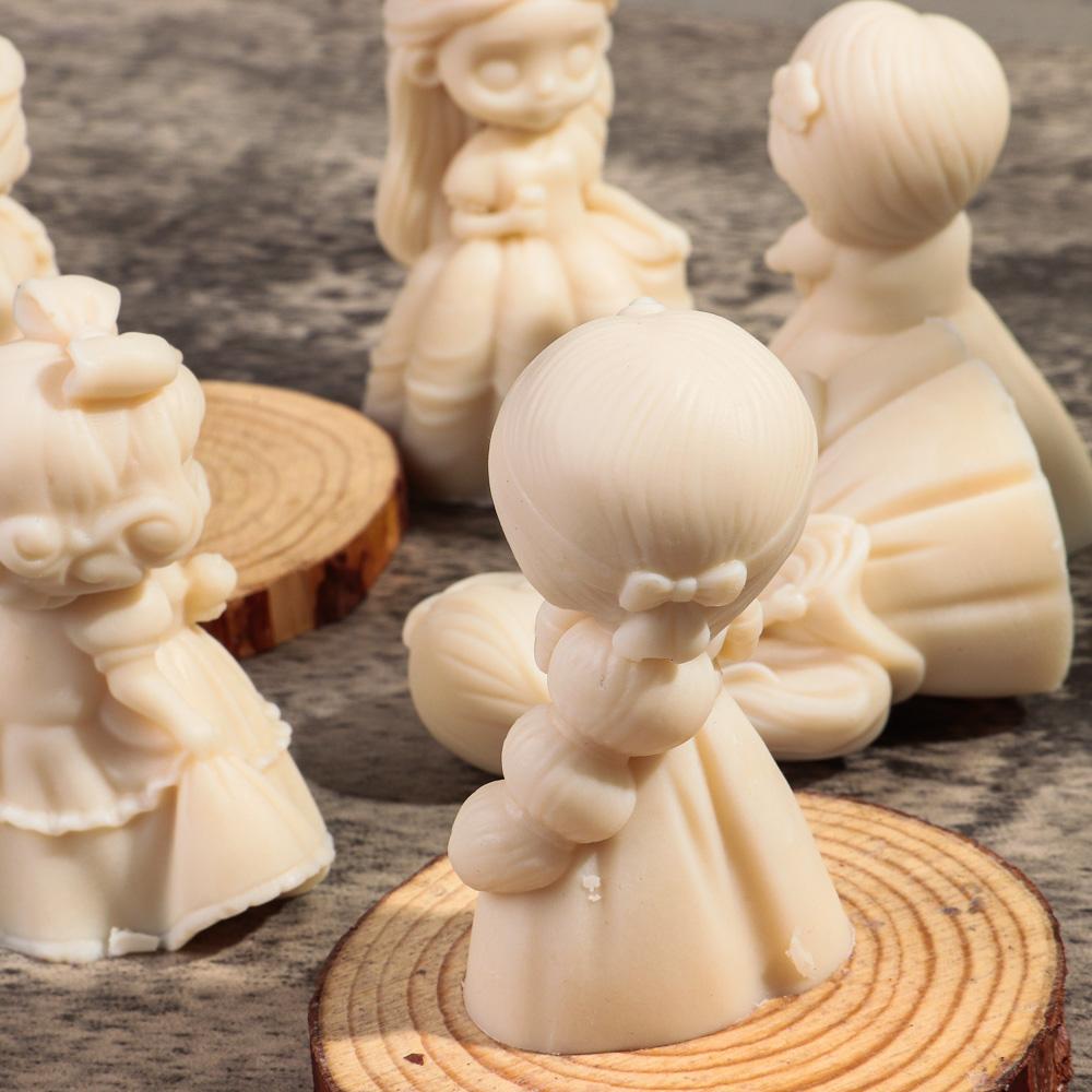 6 Princess Girl Silicone Candle Mold 3D Fairy Tale Princess Gypsum Aromather Epoxy Resin Molds Cake Gift Jewelry Making Tools