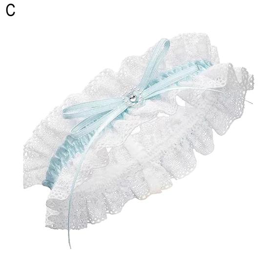 Lace Wedding Garter Faux Pearls Bowknot Floral Lace Garter Stretch Leg Garter Belt Bride Accessories for Women