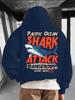 Streetwear Trendy Men's Hoodie with Shark Print Lettering, Hip-hop Style, Casual and Versatile Hoodie Perfect for Autumn and Winter.