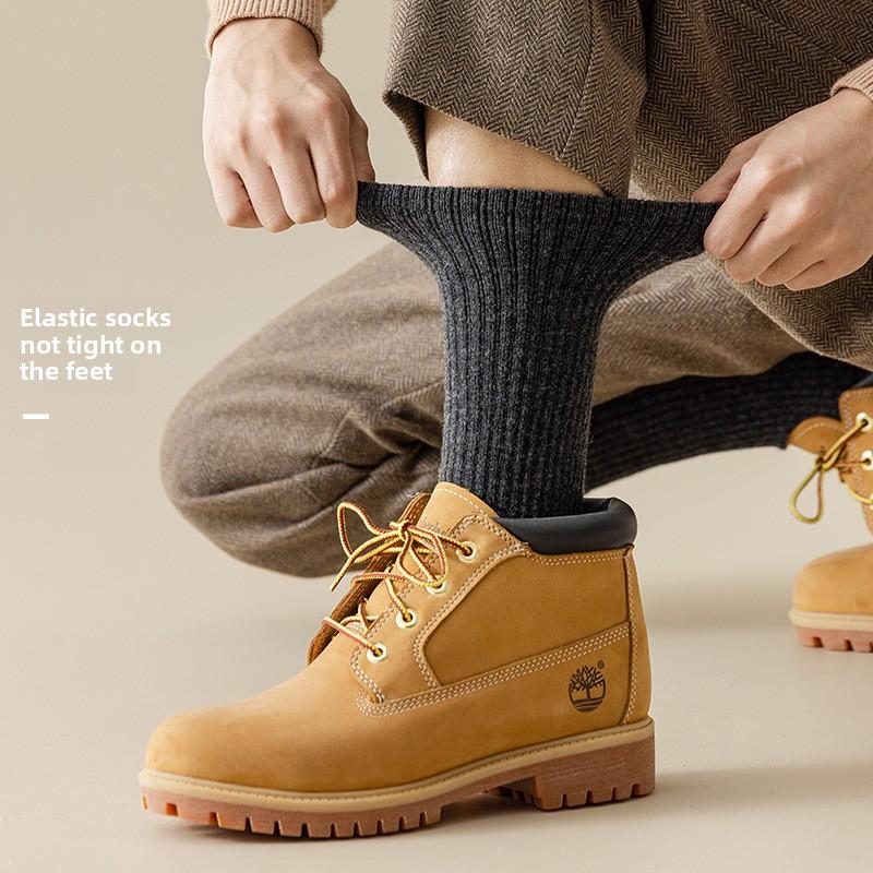 5 Pairs of Men's Winter Thick Wool Ring Heat Storage Lock Warm Wool Mid Tube Socks