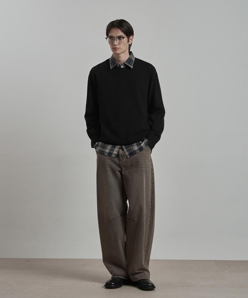 WORK ON BODY OFF Ez Semi-Wide Curved Denim Pants [Sand]
