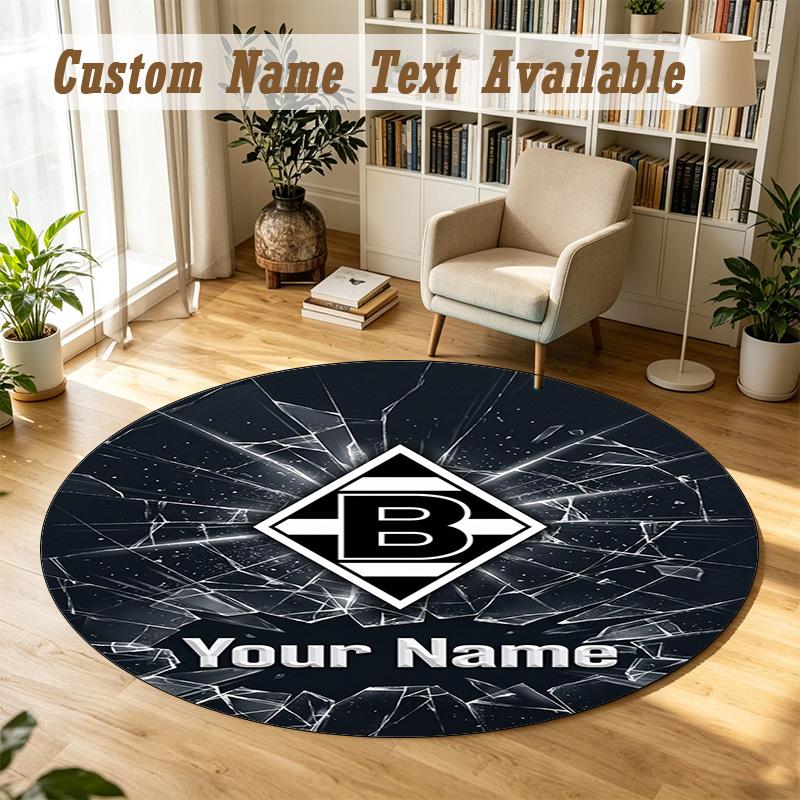 Round Rug Custom NameBorussia Mönchengladbach Pattern Non Slip Carpet Home Floor Decor