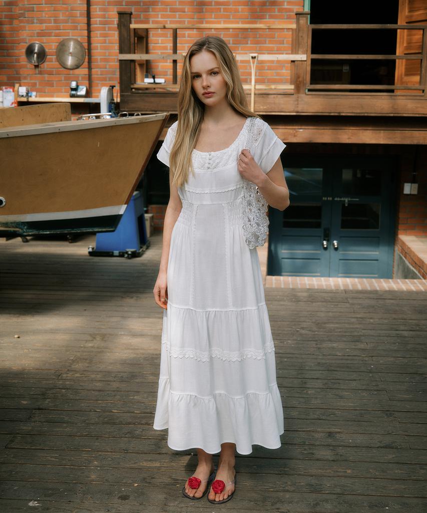 Green Butter Prairie 2-Way Dress (Ivory)