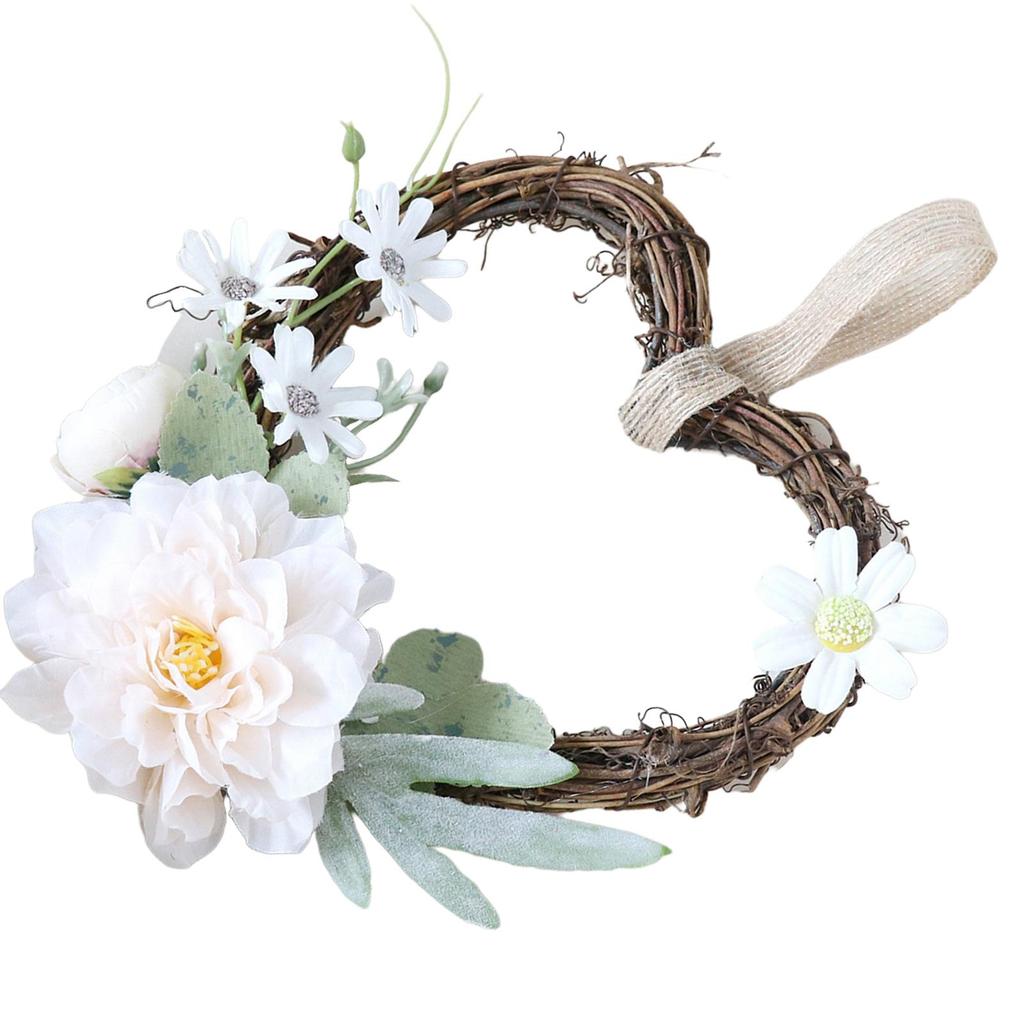 Simulation Heart Shaped Wreath Front Door Garland Wall Hanging Rattan Spring Wreath for Valentine'S Day Yard Garden Summer Party