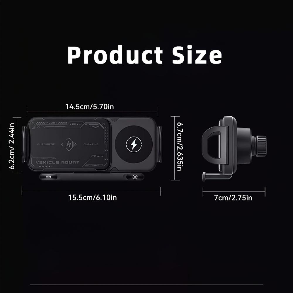 15W Wireless Car Charger Holder For Z Fold6 Fold5 Fold4 Fold3 Fold2 Fold Ultra 16/15/14/13/12 Pro Max 4.3-inch-6.9inch Mobile Phone Automatic Clamping