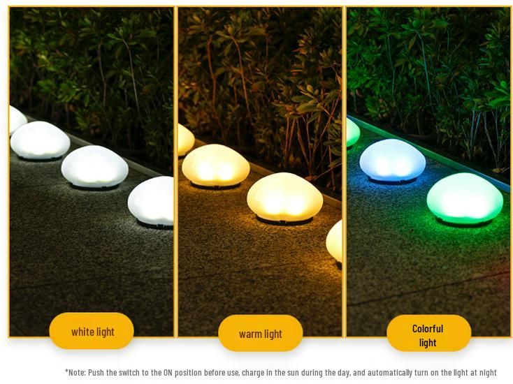 Siebenfarbige Wasserdichte Solarpflasterstein Gartenleuchte: Dekorativer warmer Licht-Simulationsstein für den Außenbereich.